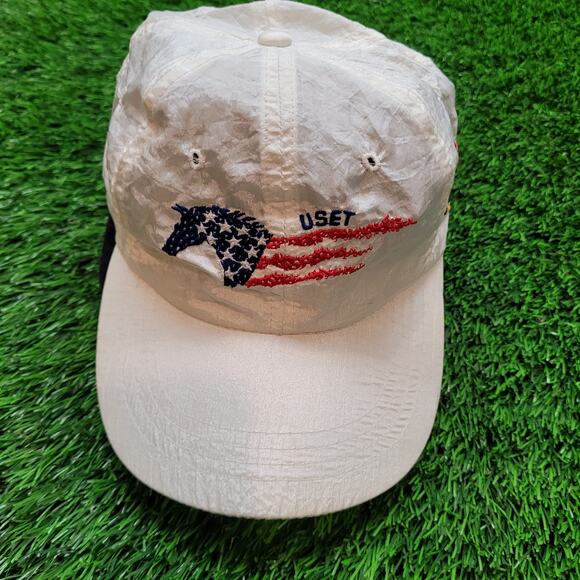 VTG 90s Starter USA Olympic Team USET Equestrian Hat Nylon Stretch Fit Cap - Picture 1 of 8